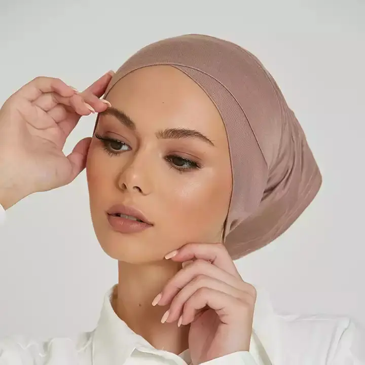 GHS026 Fabrik Großhandel Elastic Tie Schal Hijab Caps Muslim Inner Hijab Under Caps Frauen Soft Cotton Head Wrap Turban Bonnet