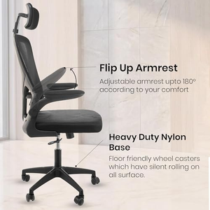 Chaise de bureau ergonomique moderne à dossier haut avec appui-tête, design en maille, chaise d'ordinateur avec soutien lombaire - Product Image 4