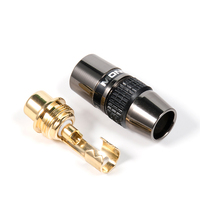 QINCROWN QC-306 Connecteur Phono Double RCA Femelle Plaqué Or de Haute Qualité, Diamètre Max du Câble 6mm, Laiton Cuivre