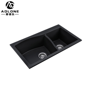 Design de cuisine moderne Évier de cuisine à double vasque de qualité supérieure coupant la pierre de quartz dans un style de bar - Product Image 4