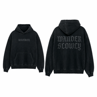Fabricant de sweats à capuche noirs délavés personnalisés pour hommes, coupe oversize, avec lettres ton sur ton, style streetwear, vente en gros