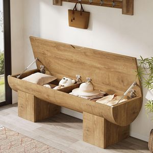 <span class=keywords><strong>Banc</strong></span> <span class=keywords><strong>de</strong></span> rangement en bois naturel Tribesigns, 55 pouces, avec charnières <span class=keywords><strong>de</strong></span> sécurité à rabat, capacité <span class=keywords><strong>de</strong></span> 350 lb, <span class=keywords><strong>banc</strong></span> <span class=keywords><strong>de</strong></span> bout <span class=keywords><strong>de</strong></span> lit, style farmhouse - Product Image 3