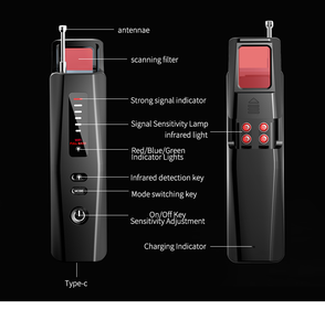 Détecteur de caméra cachée et de traceur GPS avec réglage de sensibilité à six niveaux pour hôtel - Product Image 3