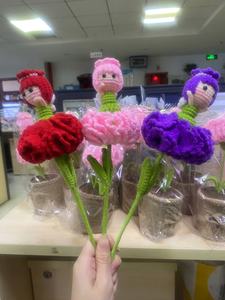 2025 fait à la main Crochet lapin tulipe fée poupées plante en <span class=keywords><strong>pot</strong></span> positif Crochet lapin saint valentin cadeaux décoration de noël - Product Image 6