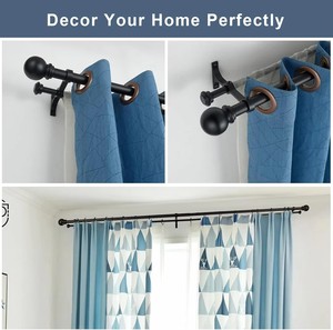 Matte đen 28-144 inch có thể điều chỉnh đôi thanh rèm với bóng finials cao cấp kim loại sắt khung thiết lập cho Windows & cửa ra vào - Product Image 5