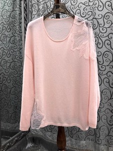 Maglioni di lana di alta qualità nuovi 2025 pullover autunno inverno signora Sexy <span class=keywords><strong>Tulle</strong></span> <span class=keywords><strong>maglia</strong></span> Patchwork manica lunga rosa Beige nero maglioni - Product Image 4