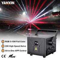 Lumière laser d'animation 3D couleur pleine, 5W 6W 8W 10W RGB, contrôlée par DMX512 pour l'éclairage de scène de discothèque et de pub