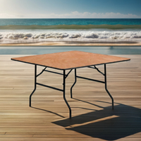 Ensemble de table carrée pliante portable moderne pour l'extérieur, table carrée en bois, mobilier d'hôtel pour les événements de mariage, motif rond en plastique