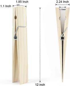 Mollette per Bucato in Legno Lucidato <span class=keywords><strong>di</strong></span> Grandi Dimensioni, Robuste, per Decorazioni Fai-da-Te e Lavanderia, <span class=keywords><strong>di</strong></span> Plato - Product Image 2