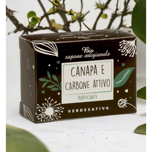 Sapone Artigianale Purificante Vegano Verdesativa con Canapa Biologica e Carbone Attivo 100G - Product Image 1