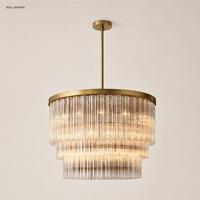 Lustre rond en verre moderne nordique Zeal Lighting, lustre de plafond LED en laiton pour salon, hôtel, villa, vente en gros