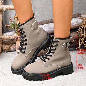 <span class=keywords><strong>Botas</strong></span> de Plataforma Estilo Británico, Otoño, Nuevas, con Cordones Delanteros, Talla Grande, <span class=keywords><strong>Botas</strong></span> Cortas Retro <span class=keywords><strong>para</strong></span> <span class=keywords><strong>Mujer</strong></span> - Product Image 4