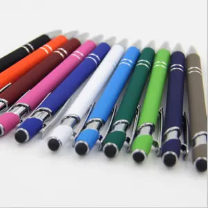 Promozionale più economico in alluminio penna a sfera con gomma morbida Touch screen a buon mercato Logo personalizzato penna a sfera per cellulare