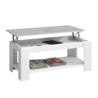 Table basse carrée en bois de luxe moderne, extensible, avec plateau relevable et compartiment de rangement