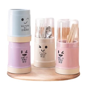 Support à baguettes en plastique avec couvercle, anti-poussière, motif dessin animé mignon, boîte de <span class=keywords><strong>rangement</strong></span> multifonction pour couverts de cuisine avec panier de drainage - Product Image 3