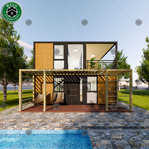 Casa Prefabricada de Contenedores de 2 Pisos con Revestimiento de Madera, Moderna Casa Modular con Terraza y Pérgola, Diseño Abierto - Product Image 4