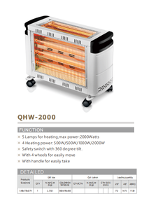 Chauffage infrarouge 2400W homologué CE, 4 réglages de puissance, chauffage <span class=keywords><strong>électrique</strong></span> portable avec protection contre la surchauffe pour usage domestique et commercial - Product Image 5