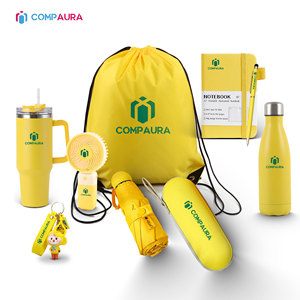 Coffret cadeau promotionnel d'entreprise de luxe personnalisé en usine kit cadeau de marque personnalisé <span class=keywords><strong>merchandising</strong></span> avec logo jaune - Product Image 1