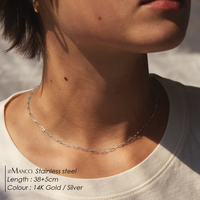 EMANCO Collier Chaîne à Maillons Trombones Tendance pour Femme, en Acier Inoxydable Doré, Bijou Unisexe, Idéal Cadeau