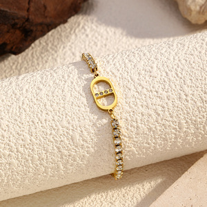 Pulsera de Cadena de Eslabones de Acero Inoxidable con Diamantes para Mujer, Estilo Ligero y Lujoso, a la Moda, Combinable con Todo, Joyería Exquisita <span class=keywords><strong>al</strong></span> <span class=keywords><strong>por</strong></span> <span class=keywords><strong>Mayor</strong></span> - Product Image 4