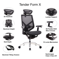 Chaise de bureau ergonomique en maille GTChair, inclinable, avec accoudoirs à commande filaire 5D brevetés, capacité de levage, siège coulissant, EN 1335, logo personnalisé