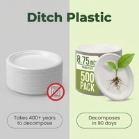 Assiettes jetables personnalisées en bagasse verte de 9 pouces avec couvercle, 100 % compostables pour les fêtes et la restauration scolaire