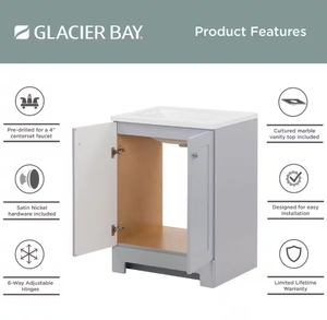 Wholesale Modern Integrated Top and Sink Solid Wood 24" Eco-Friendly Durable Floor Standing <strong>Black</strong> Bathroom Vanity <strong>Cabinet</strong> - Product Image 3