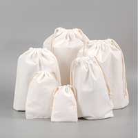 Sac en toile de coton blanc réutilisable avec cordon de serrage, personnalisé, en tissu de mousseline recyclé, tailles S et L, avec logo et double cordon