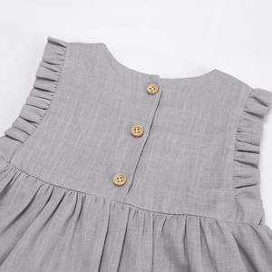 Robe d'été en lin et coton de haute qualité pour petites filles, vêtements pour bébés et enfants à la mode en gros - Product Image 5