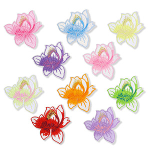 Parches bordados de flor para planchar en lotus, 10 colores disponibles para chaqueta, vestido - Product Image 1