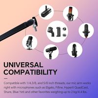Support de micro professionnel AS17 réglable à 360 degrés, rotatif et multicolore, pour diffusion en direct et enregistrement