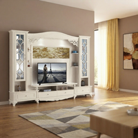 Meuble TV extensible moderne et minimaliste en bois blanc avec éclairage LED à couleur réglable, étagères, support au sol, pour salon, 65 pouces