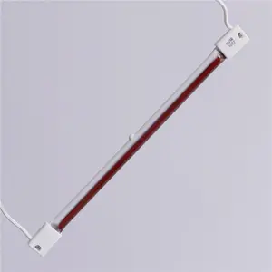 Lámpara de calor de alambre de tungsteno halógeno de cuarzo, medio tubo blanco y rojo, rubí, 220V, 380V