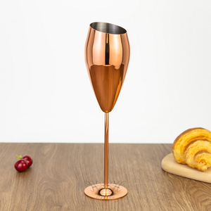 Elegant Rose Gold 200ml Unbreakable Long Stem Stainless Steel Wine Glass Tulip <strong>Champagne</strong> <strong>Flutes</strong> for Party Wedding Restaurant - Product Image 2