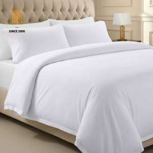 Juego de Ropa de Cama de Lujo de 5 Estrellas, Polialgodón T300, Blanco Liso, Duradero, Lavable 300 Veces, Sábana Plana, <span class=keywords><strong>Funda</strong></span> de Almohada, <span class=keywords><strong>Funda</strong></span> Nórdica - Product Image 1