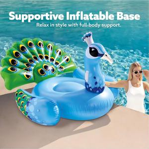 Flotador Gigante de PVC con Forma de Pavo Real, 66 x 62 x 48 Pulgadas, Flotador Inflable para Montar para Adultos - CREA OLAS - Product Image 5