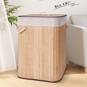 Cesto de <span class=keywords><strong>Ropa</strong></span> <span class=keywords><strong>Sucia</strong></span> Tejido de Bambú, Cesta de Almacenamiento Plegable para Dormitorio, Cesta de Juguetes para Niños con Tapa, Cesta de Lavandería - Product Image 4