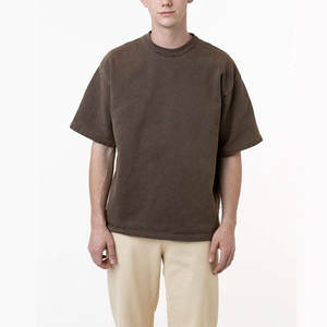 Camisetas de Moda Personalizadas con Cuello Redondo, de Gran Peso, Estilo Oversize y Corte Cuadrado, 100% Algodón, Lisas y sin Estampado - Product Image 5