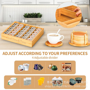 Support à capsules de café en bambou 32x27.5x6cm, organiseur de bureau pour tiroir de rangement de cuisine, comptoir, support à capsules de thé - Product Image 5