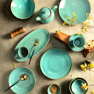 Restaurant Vaisselle Durable Acai <span class=keywords><strong>Granola</strong></span> Hôtel Poterie Plats Bleu Soupe Profonde 880ML Porcelaine Design Mexicain Assiettes <span class=keywords><strong>de</strong></span> Service - Product Image 6