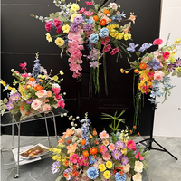 Boule de fleurs artificielles en soie orange et rouge, rangée de fleurs suspendues pour les arrangements floraux d'événements de mariage, centre de table floral