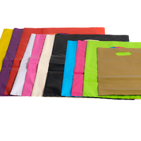 Sacs de shopping en plastique coloré HDPE LDPE biodégradable avec logo personnalisé, taille personnalisée, poignée simple couche, emballage avec poignée