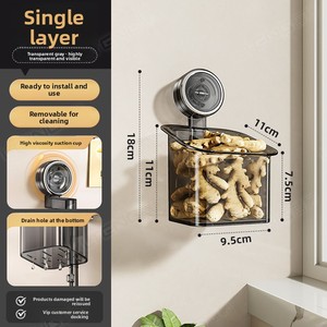 Étagère murale à ventouse de grande capacité Boîte de rangement sans perçage pour la cuisine à domicile pour panier suspendu à outils magiques - Product Image 6