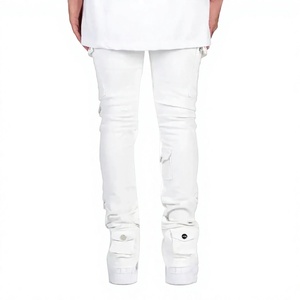 <b>Men</b> White Cargo <b>Pants</b> Midweight Eco-friendly Straight Fit Multiple Pockets Elastic Waist Casual Canvas Breathable Winter Wear - Product Image 2