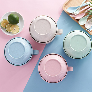 Wheat Straw <b>Lunch</b> <b>Box</b> Round With Lid Insulated Bento <b>Box</b> For Students And Office Use Nordic Colors - Product Image 3