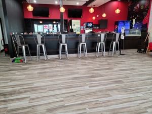 Muebles Mesa Red PU Pad <span class=keywords><strong>y</strong></span> silla <span class=keywords><strong>Pasta</strong></span> <span class=keywords><strong>Pizza</strong></span> Comida rápida Restaurante Mesa de comedor Silla de madera estándar Moderno Contemporáneo K/D - Product Image 5