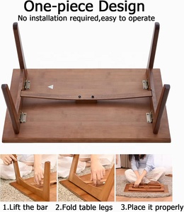 Bamboo Low Tea <strong>Table</strong>- Foldable Floor Desk No Assembly Required for Tea Room - Product Image 5