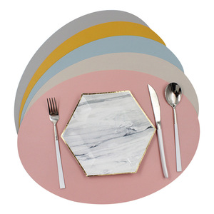 Nordic-style luxury PU leather oval placemat, egg-shaped fish <b>plate</b> <b>mat</b>, oil-proof and environmentally friendly coaster/table - Product Image 3
