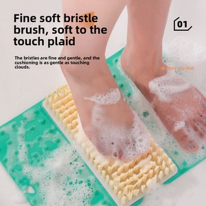 New Silicone Foot Wash <b>Brush</b> Non-Slip Shower Room Bath Mat with Massage <b>Scrubbing</b> Features Removes Dead Skin for Bathrooms - Product Image 5