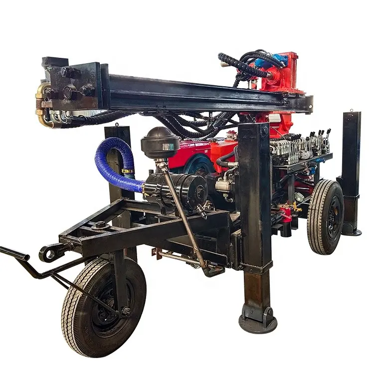 Harga Murah Roda Mesin Diesel Kedalaman 200 Meter Portabel Roda Tiga Model Kecil Rig Pengeboran Sumur Air